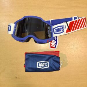Antiparras 100% (Azul y Amarillo) | Lente Espejado + Lente Transparente Extra (Enduro/DH)